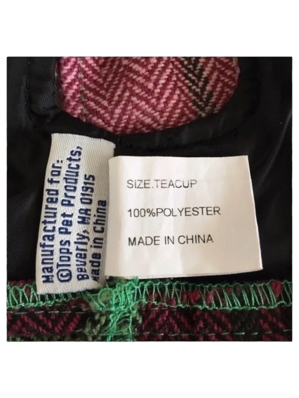 NWT East Side Collection Woven Plaid Dog Dress Size Teacup